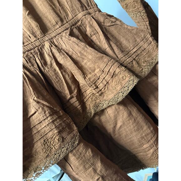 American Eagle BROWN Women's Embroidered Wrap Front Mini Dress, Small - Picture 7 of 7